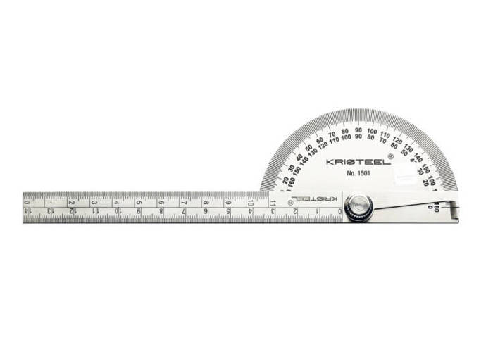 KRISTEEL DEGREE PROTRACTOR (D HEAD) WITH GRADUATED ARM (POLISH FINISH) MODEL NO – 1501 GA