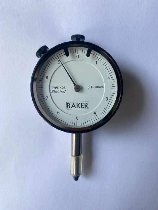 BAKER KO5 / DIAL GAUGE PLUNGER TYPE (0.1 MM L.C., 10 MM RANGE, GRADUATION 0-10), 56 MM BEZEL DIA