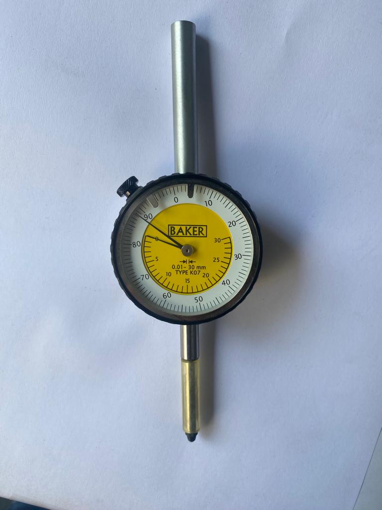 BAKER KO7 / DIAL GAUGE PLUNGER TYPE (0.01 MM L.C., 30 MM RANGE, GRADUATION 0-100), 56 MM BEZEL DIA