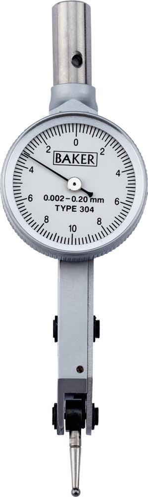 BAKER 304 / LEVER TYPE DIAL GAUGE (0.002 MM L.C., 0.2 MM RANGE), WITH ACCESSORIES, 29 MM BEZEL DIA