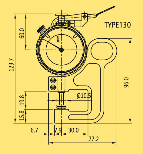 BAKER K130/8 / DIAL THICKNESS GAUGE (0.0001" L.C., 0.05" RANGE) 30 MM THROAT DEPTH