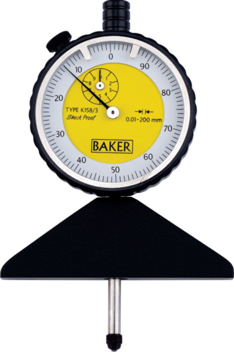 BAKER K158/3 / 0-200 MM DIAL DEPTH GAUGE (0.01 MM L.C.)