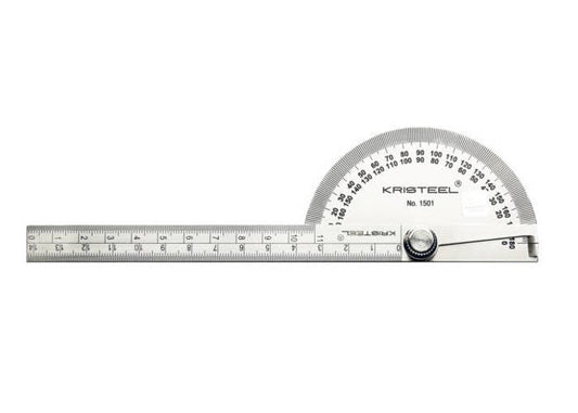 KRISTEEL 1501-GA DEGREE PROTRACTOR (D-Head) WITH GRADUATED ARM (Polish Finish)