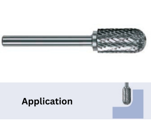 TOTEM TUNGSTEN CARBIDE ROTARY BURRS CYLINDRICAL SHAPE WITH RADIUS (Standard Cut)