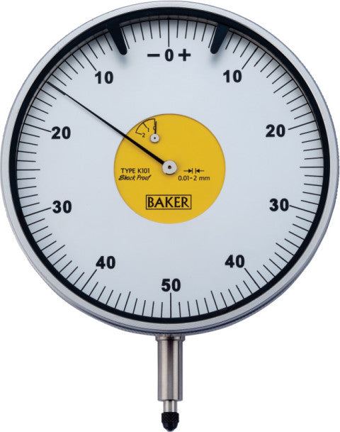 BAKER K101 / DIAL GAUGE PLUNGER TYPE (0.01 MM L.C., 2.0 MM RANGE), 105 MM BEZEL DIA