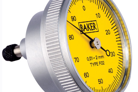 BAKER FO2 / DIAL GAUGE BACK PLUNGER TYPE (0.01 MM L.C., 2.0 MM RANGE, GRADUATION 0-100), 38 MM BEZEL DIA