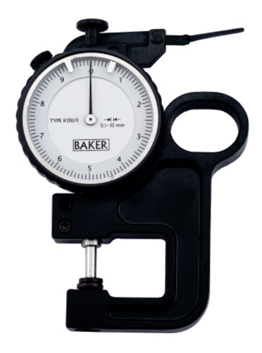 BAKER K130/0 / DIAL THICKNESS GAUGE (0.1 MM L.C., 10.0 MM RANGE), 30 MM THROAT DEPTH