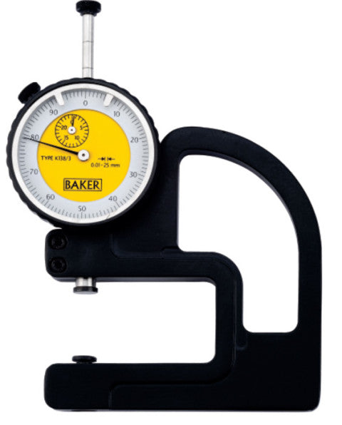 BAKER K138/3 / DIAL THICKNESS GAUGE (0.01 MM L.C., 25.0 MM RANGE) 50 MM THROAT DEPTH